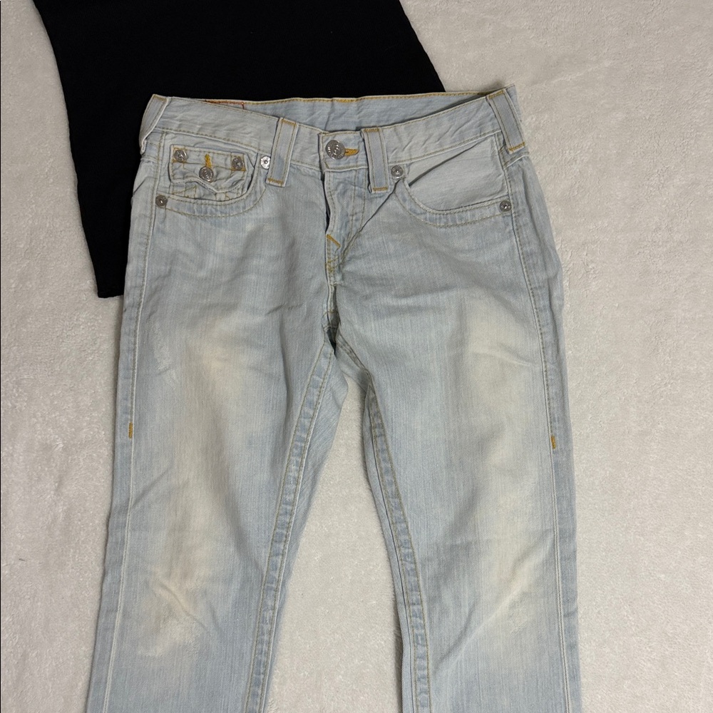 True Religion Light Wash Straight Leg Jeans